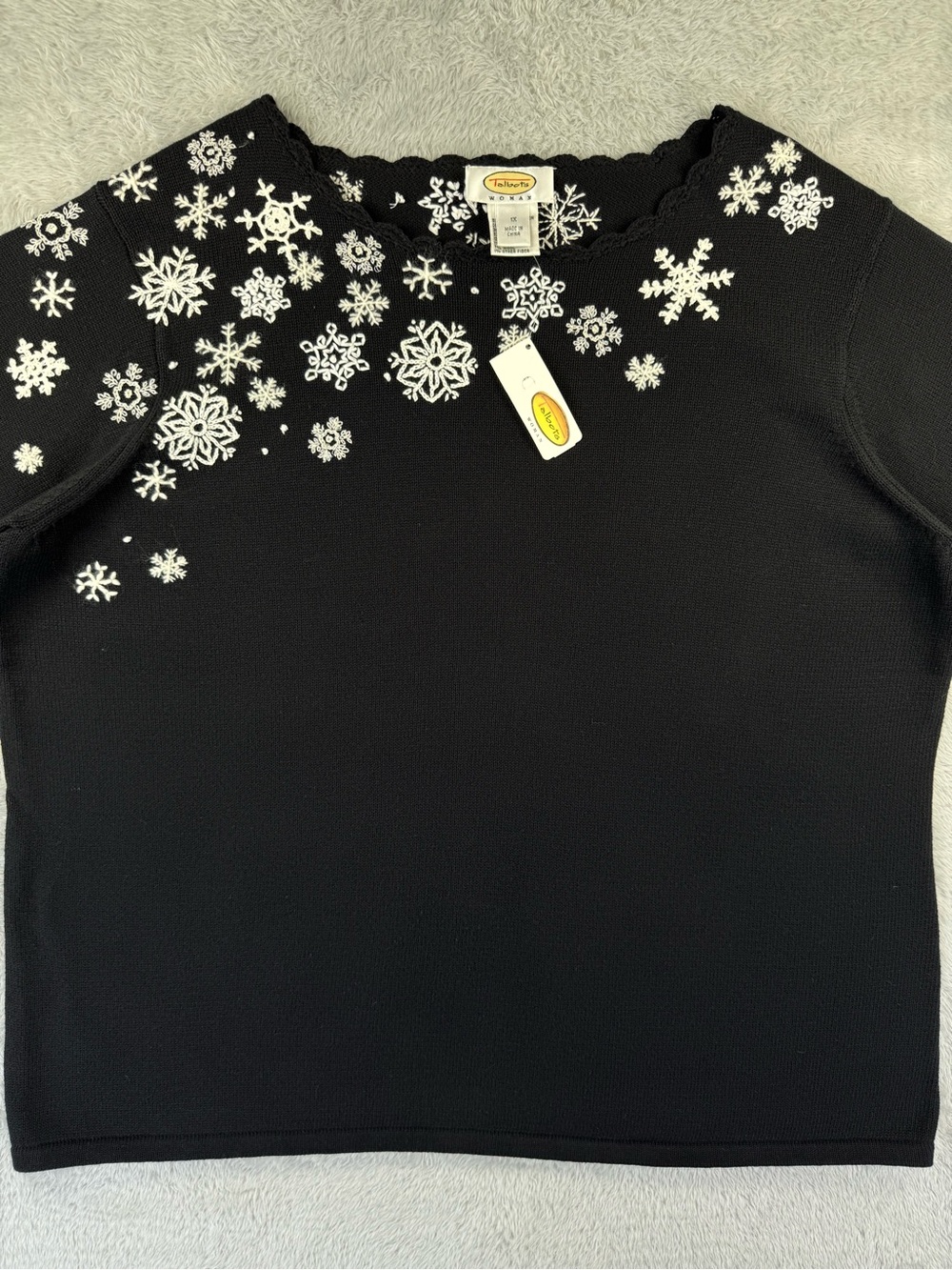 NWT Vintage Talbots Woman 1X Embroidered Snowflake Christmas Sweater - Picture 4 of 14